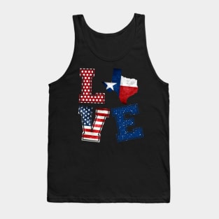 Love Texas Distressed Retro American Flag 4th Of July Gift Tank Top